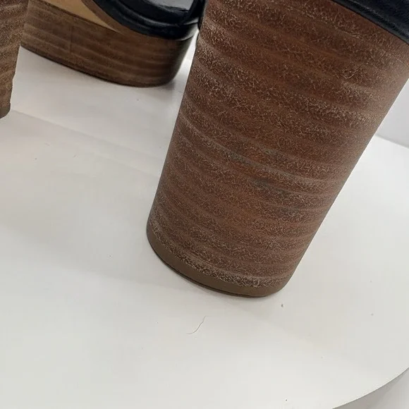 Tory Burch Solana Platform Sandals‎ Women's Size 5.5 Navy Blue Leather Strap - Picture 7 of 16